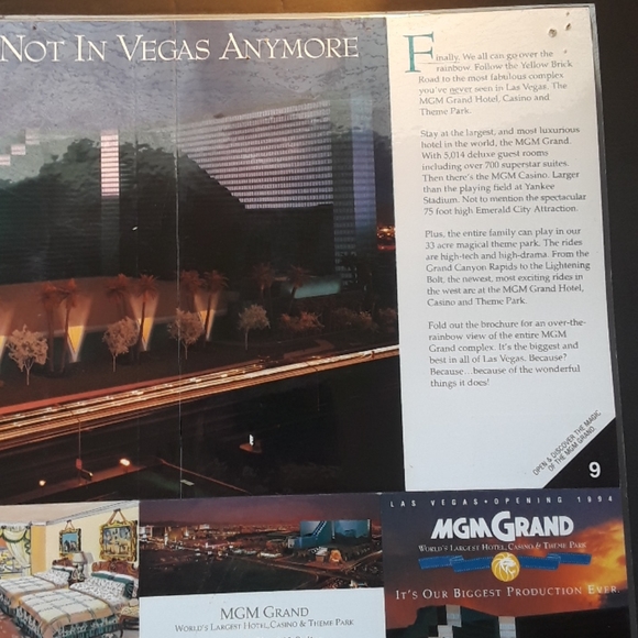 c MGM HOTEL CASINO LV 1992 GARY MEYER 2 SIDE… - Picture 9 of 12